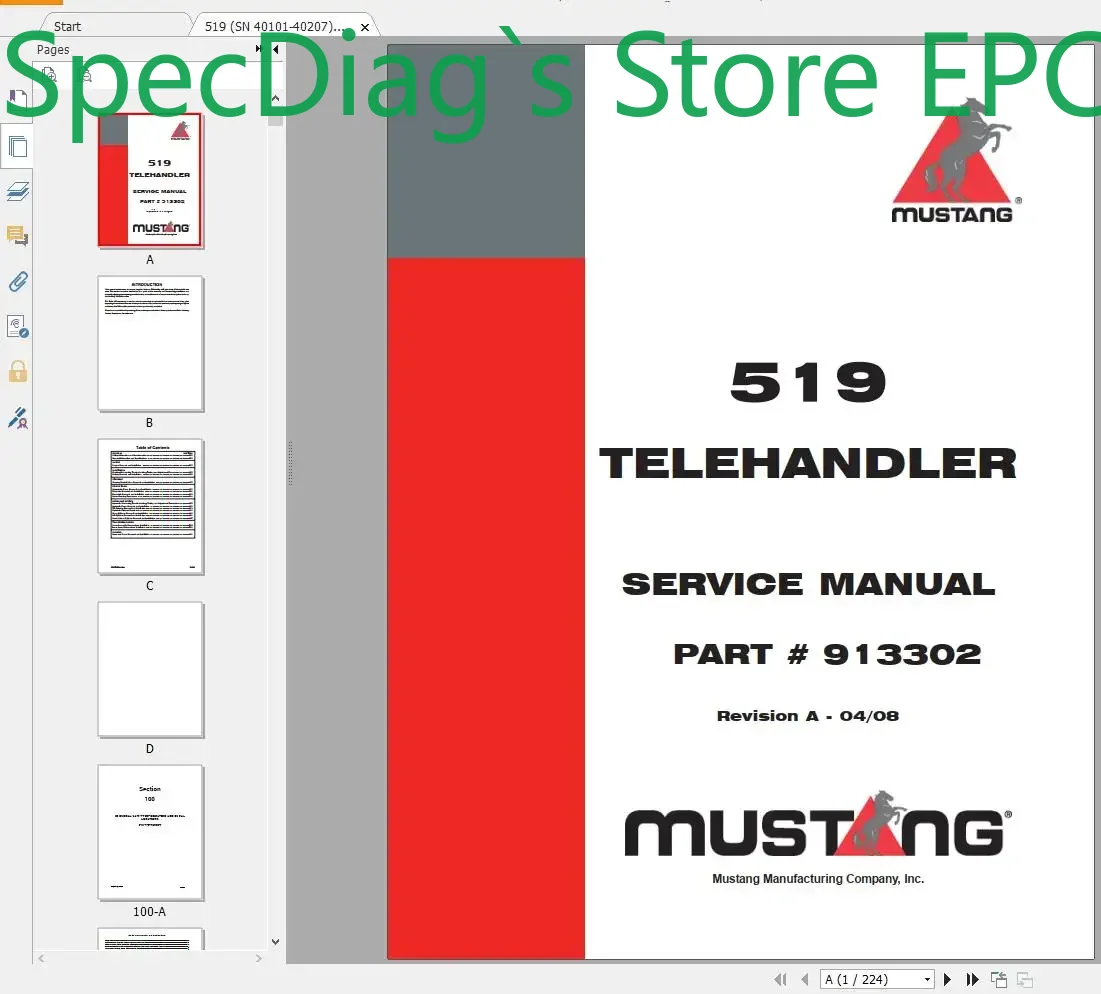 SpecDiag Mustang Machinery Hea – обзор и цена Heavy Equipment Pdf